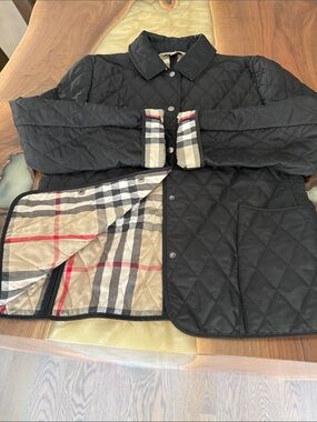 Burberry Black Quilted Jacket with Signature Check Lining